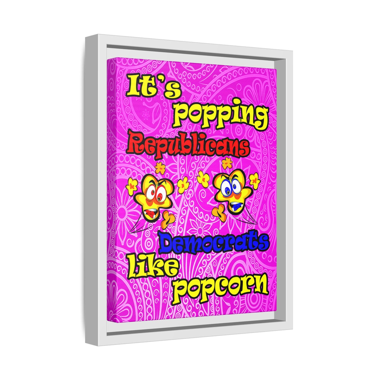 popping like popcorn - framed canvas art (pink swirl)