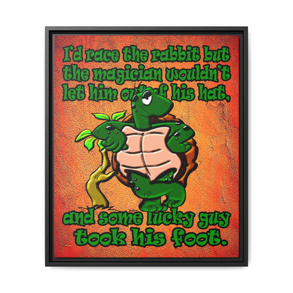 turtle race - framed canvas art (burnt orange)