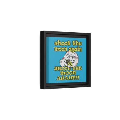 shoot the moon again - framed canvas art (turquoise)