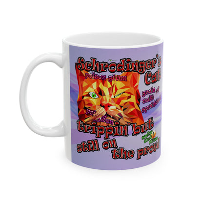 schrodinger's cat - White Mug (light blue-pink wave)