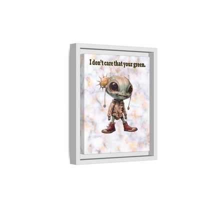 I don't care that your green - framed canvas art (white marble)