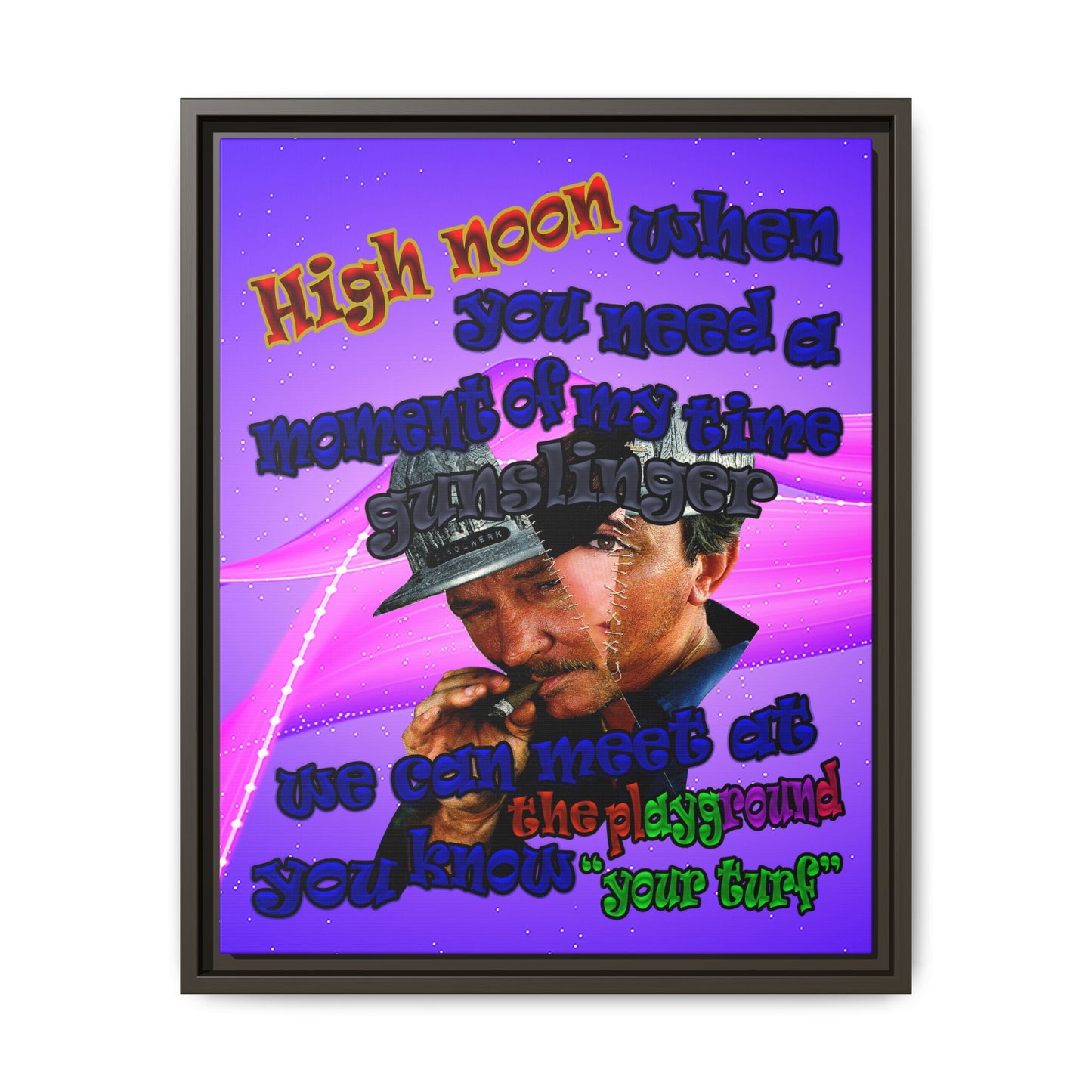 high noon - framed canvas art (purple-pink wave)