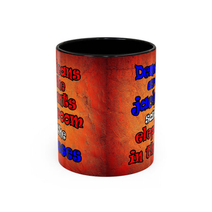 donkeys and elephants - Accent Mug (burnt orange)