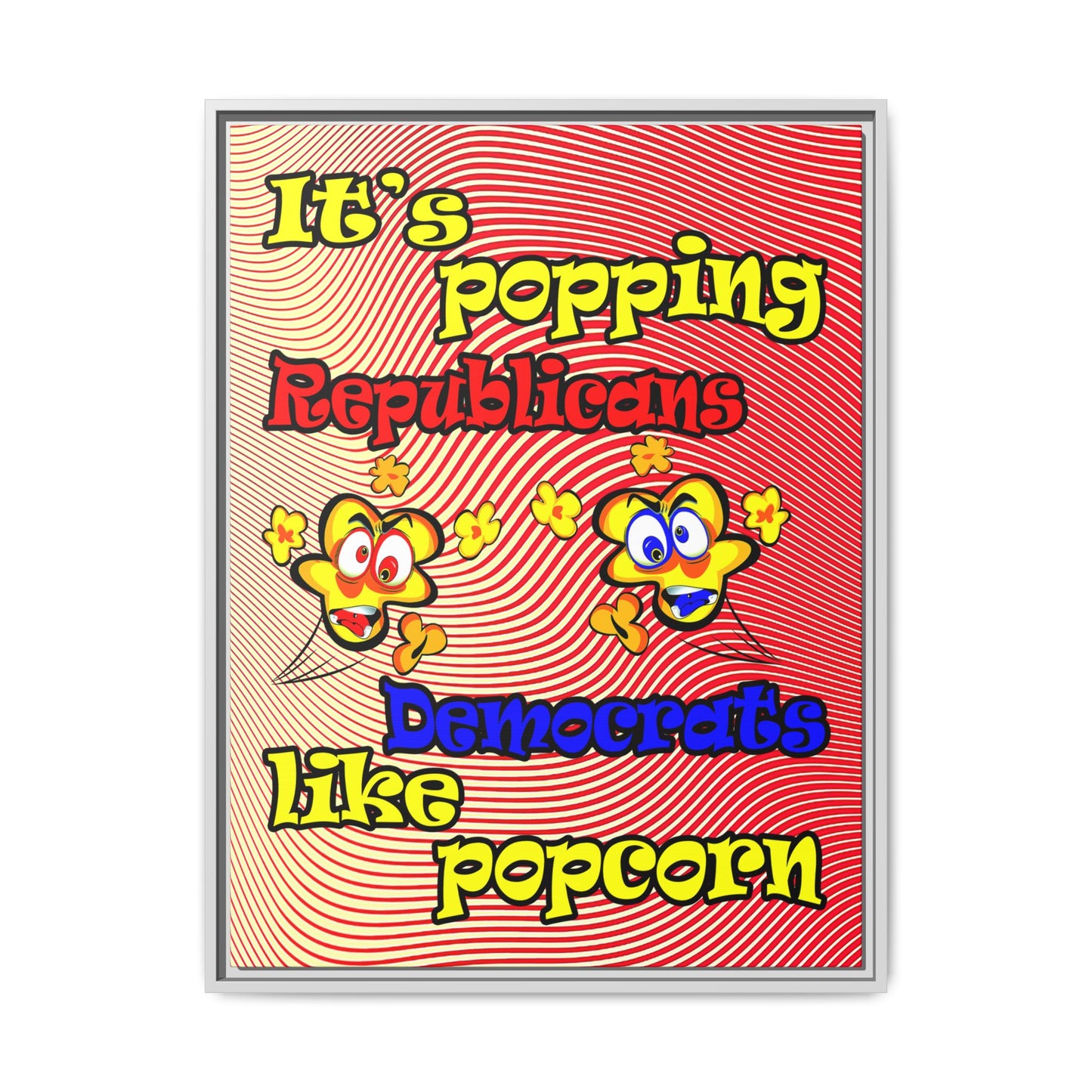 popping like popcorn - framed canvas art (yellow-orange wave)