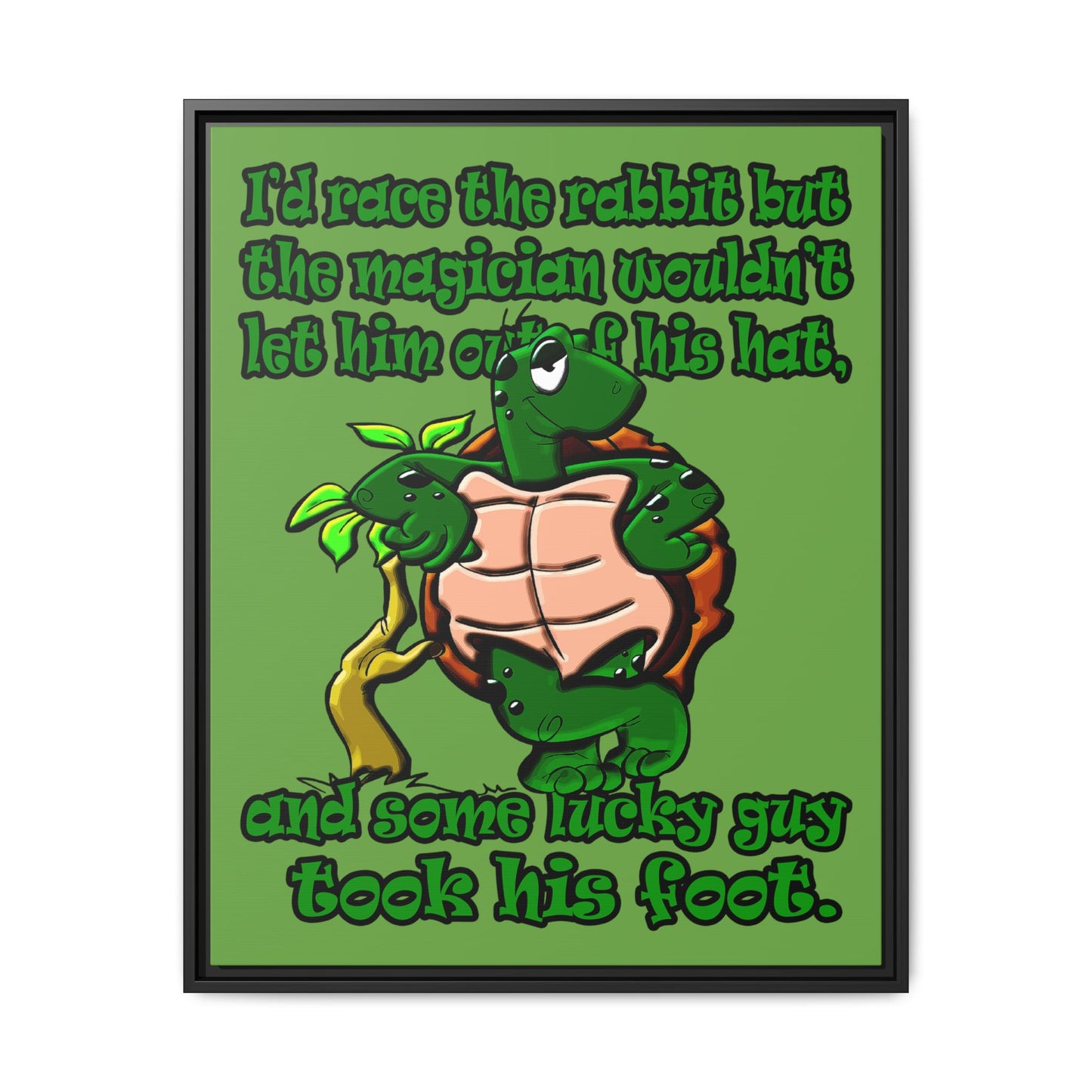 turtle race - framed canvas art (green)