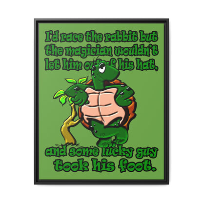 turtle race - framed canvas art (green)