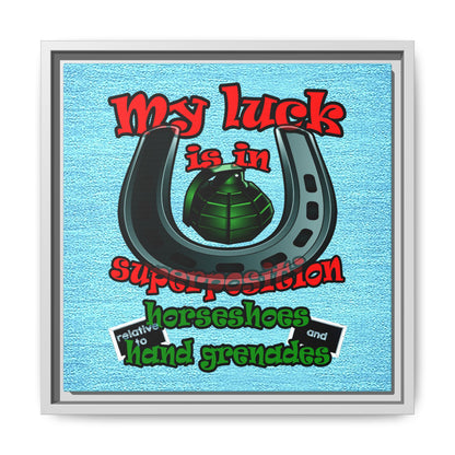 my luck - framed canvas art (faded blue)