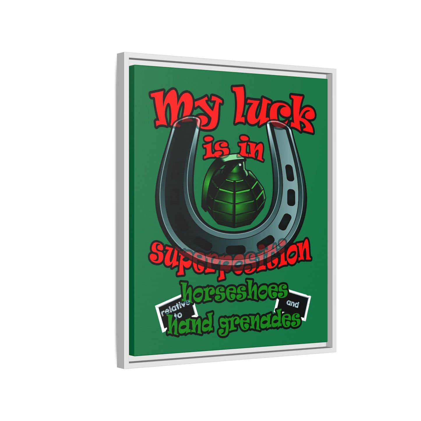 my luck - framed canvas art (dark green)