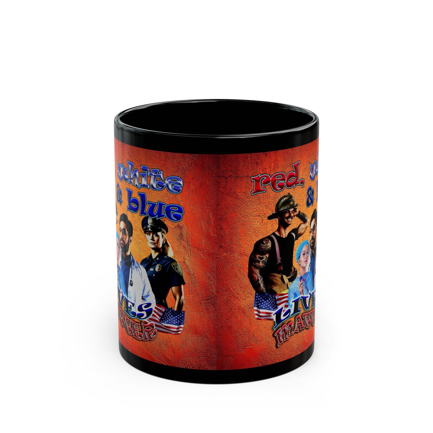 rw&b lives matter - Black Mug (burnt orange)