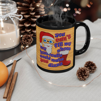 santa's shoes - Black Mug (butterscotch wood finish)