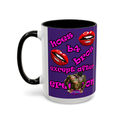 hoes b4 bros - Accent Mug (purple)