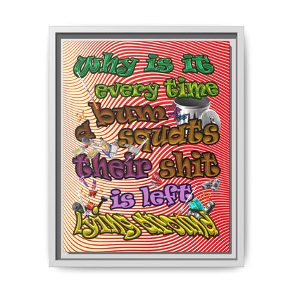 the bum's shit - framed canvas art (yellow-orange wave)