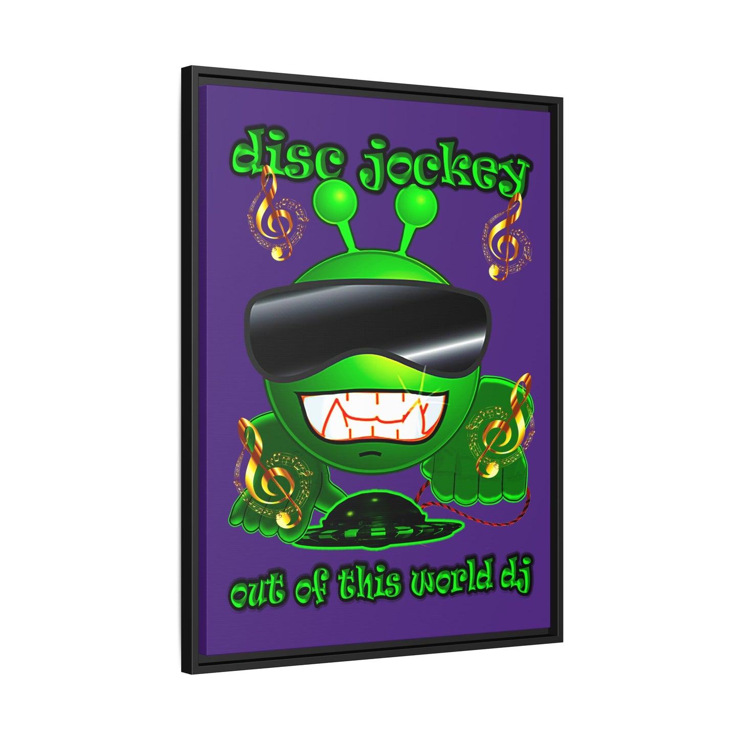 disc jockey - framed canvas art (purple)