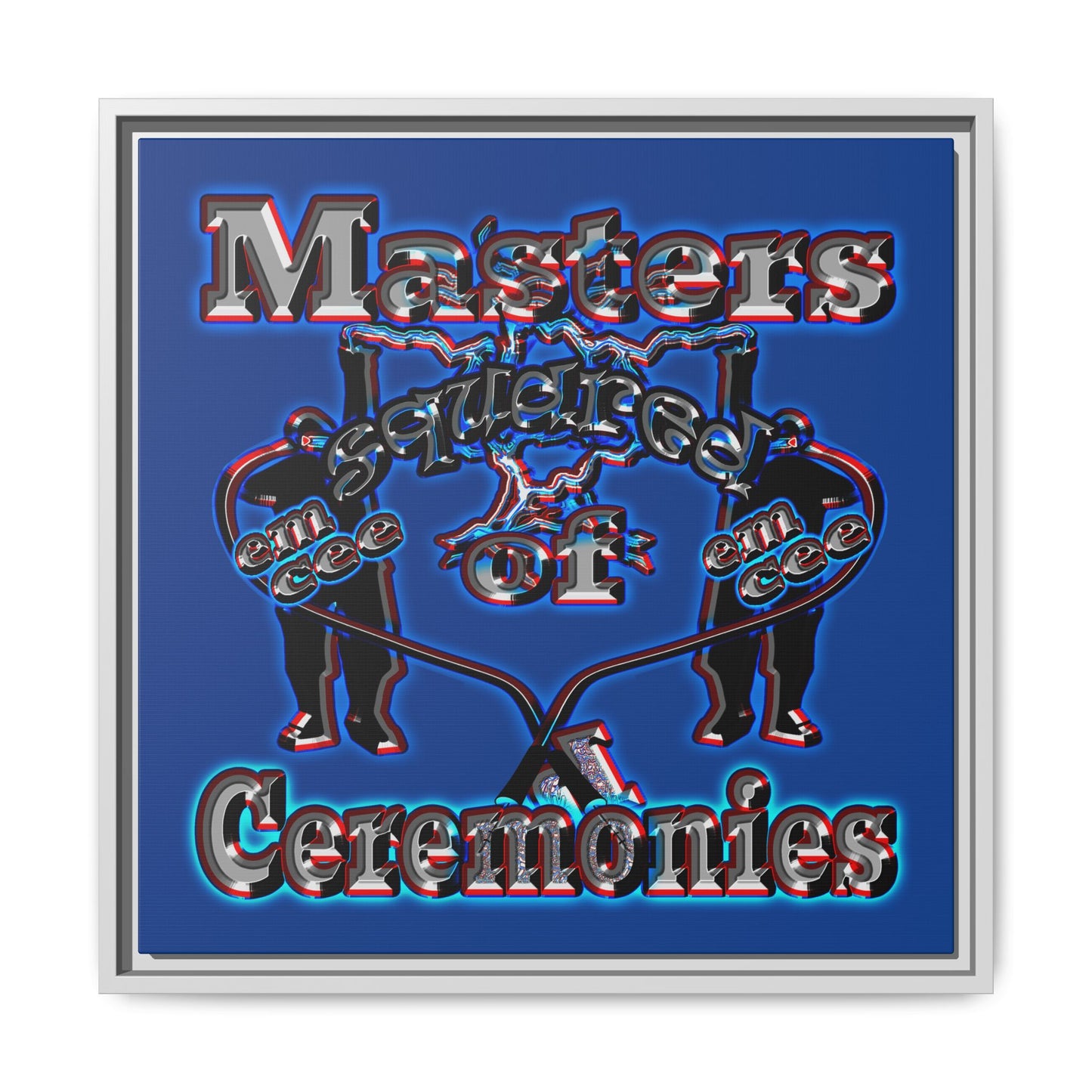 em cee squared - framed canvas art (dark blue)