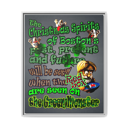 christmas spirits of boston - framed canvas art (grey-light grey)