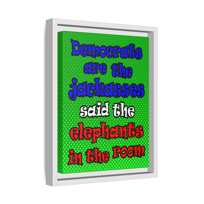 donkeys and elephants - framed canvas art (logo green)