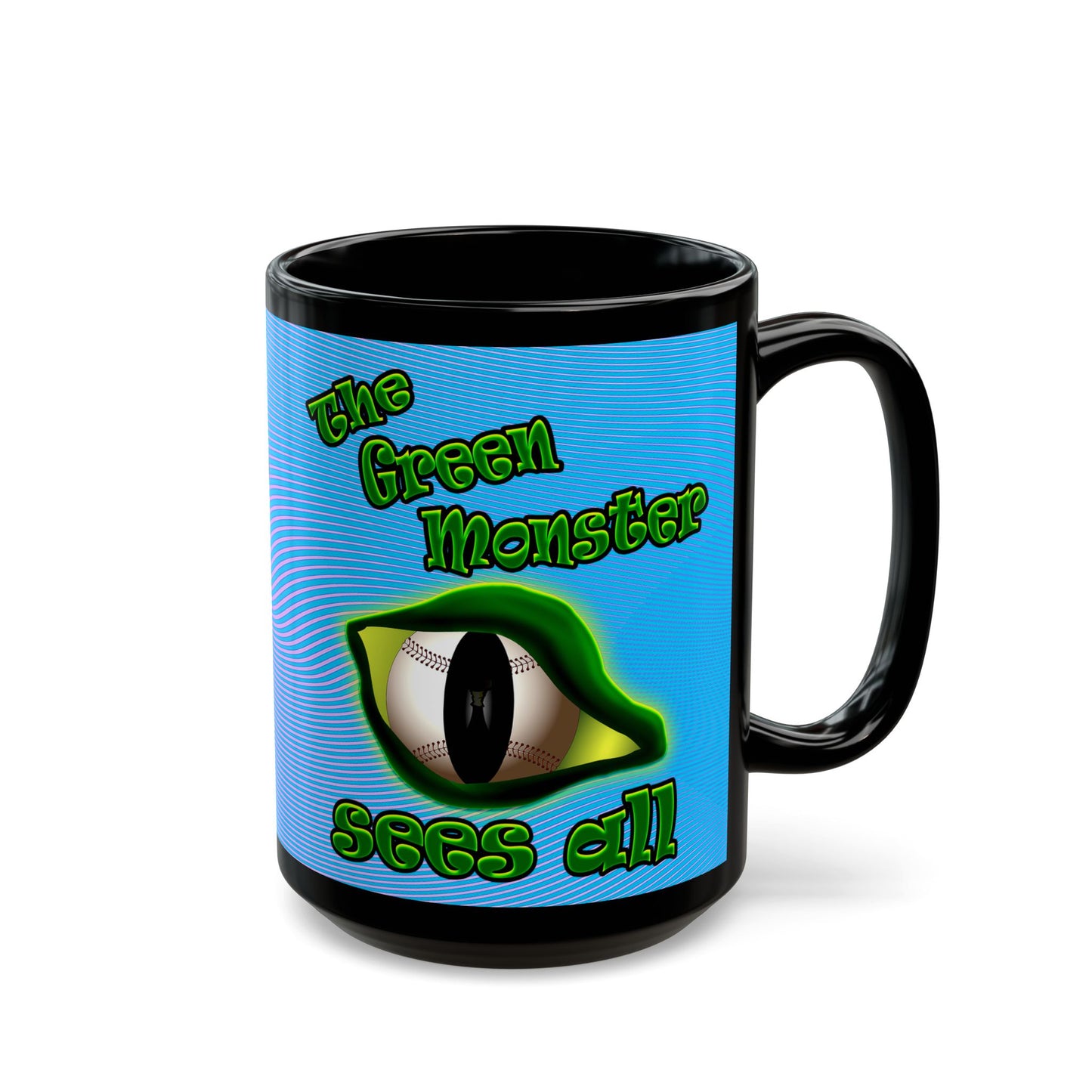 green monster - Black Mug (light blue-purple wave)