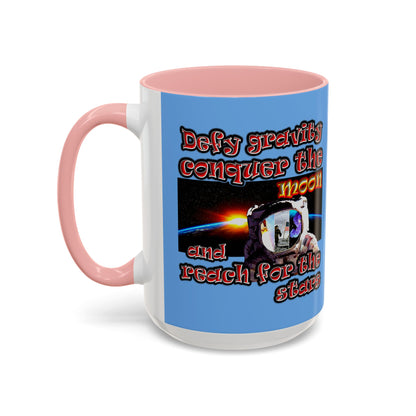 defy conquer reach - Accent Mug (light blue)