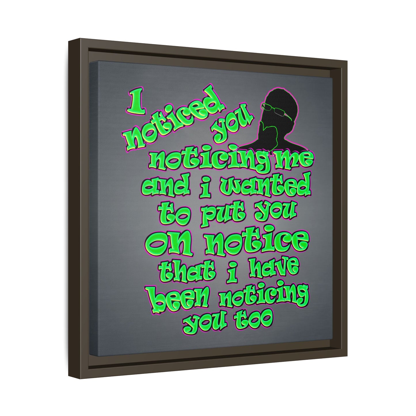 noticed you noticing - framed canvas art (grey-light grey)