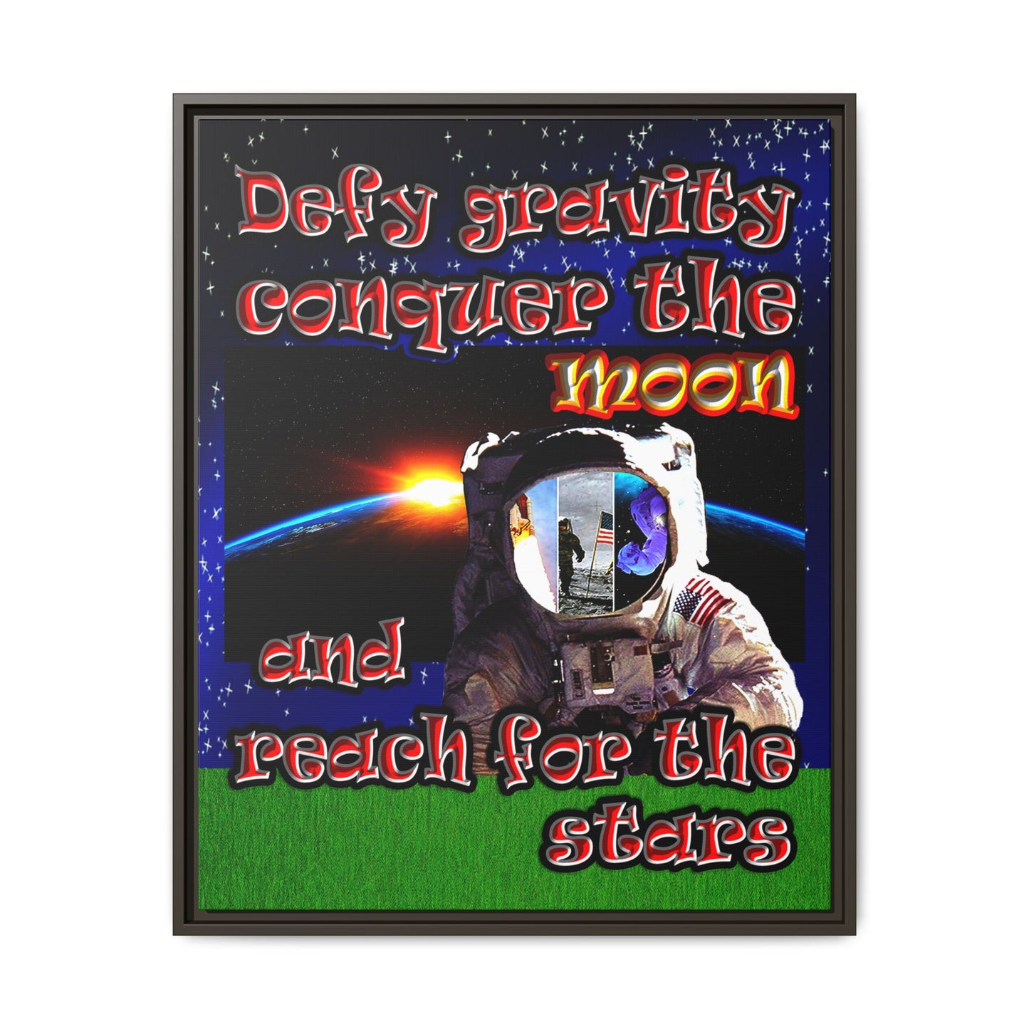 defy conquer reach - framed canvas art ('snoops' background)