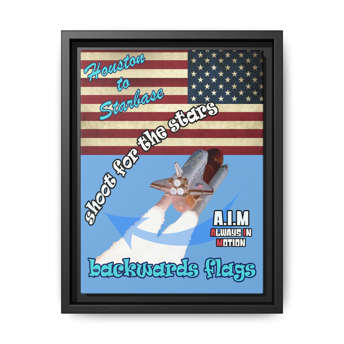 shoot for the stars - framed canvas art (light blue)