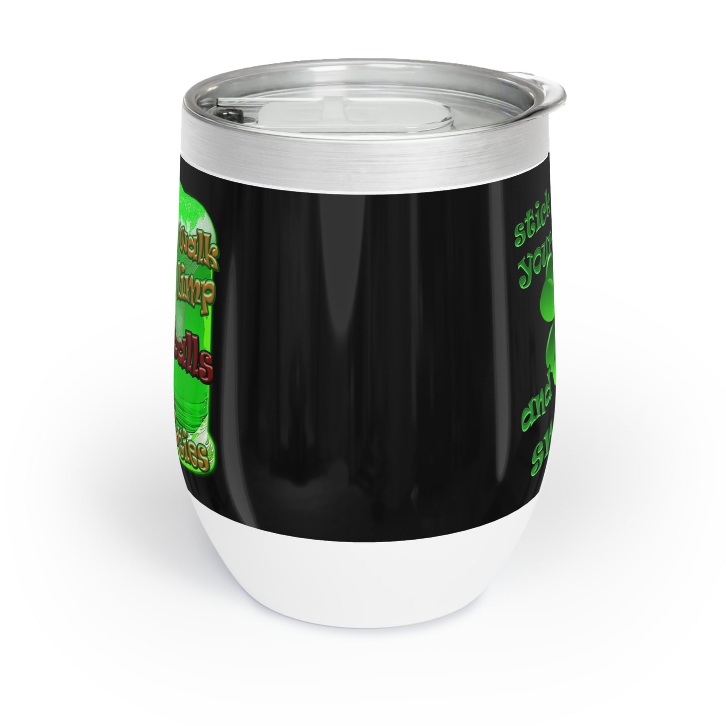 celtics logo - Chill Wine Tumbler (black)