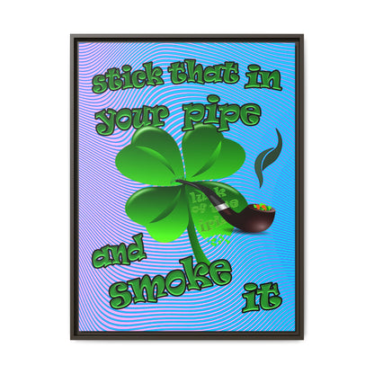 stick that in your pipe and smoke it - framed canvas art (light blue-purple wave)