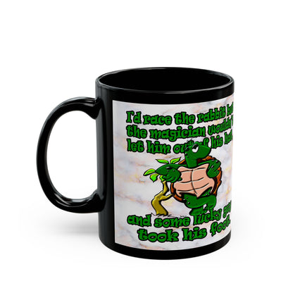 turtle race - Black Mug (white marble)