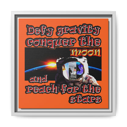 defy conquer reach - framed canvas art (orange)