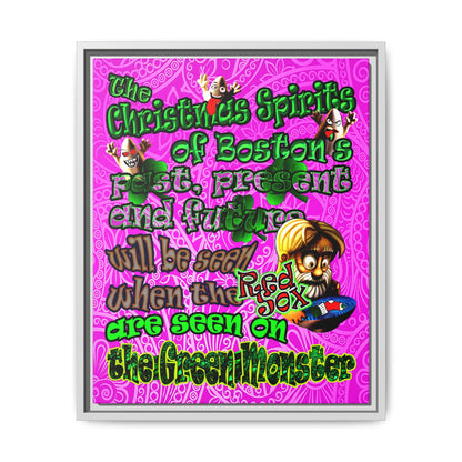 christmas spirits of boston - framed canvas art (pink swirl)