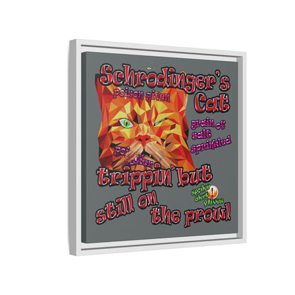 schrodinger's cat - framed canvas art (dark grey)