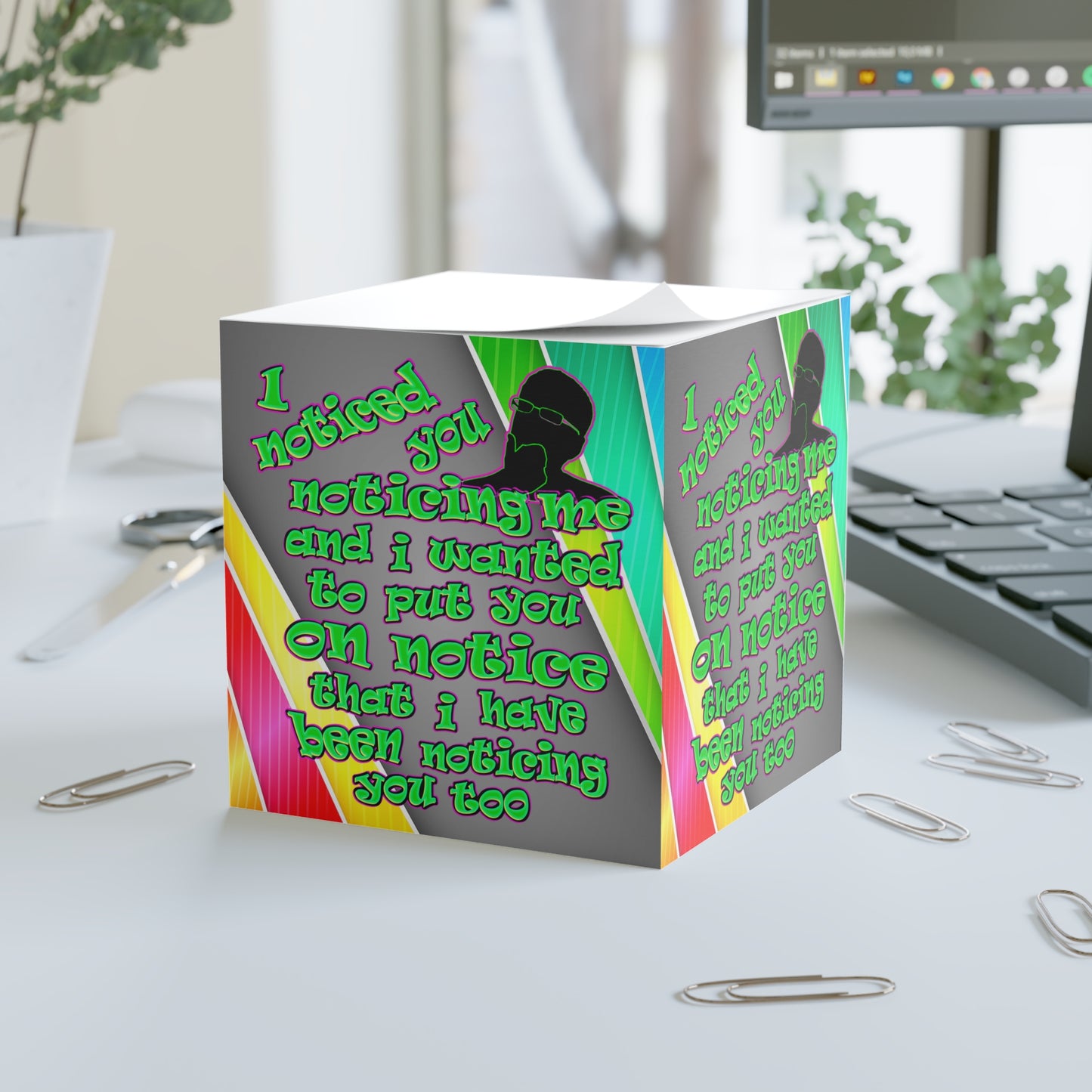 noticed you noticing - note cube (rainbow split)