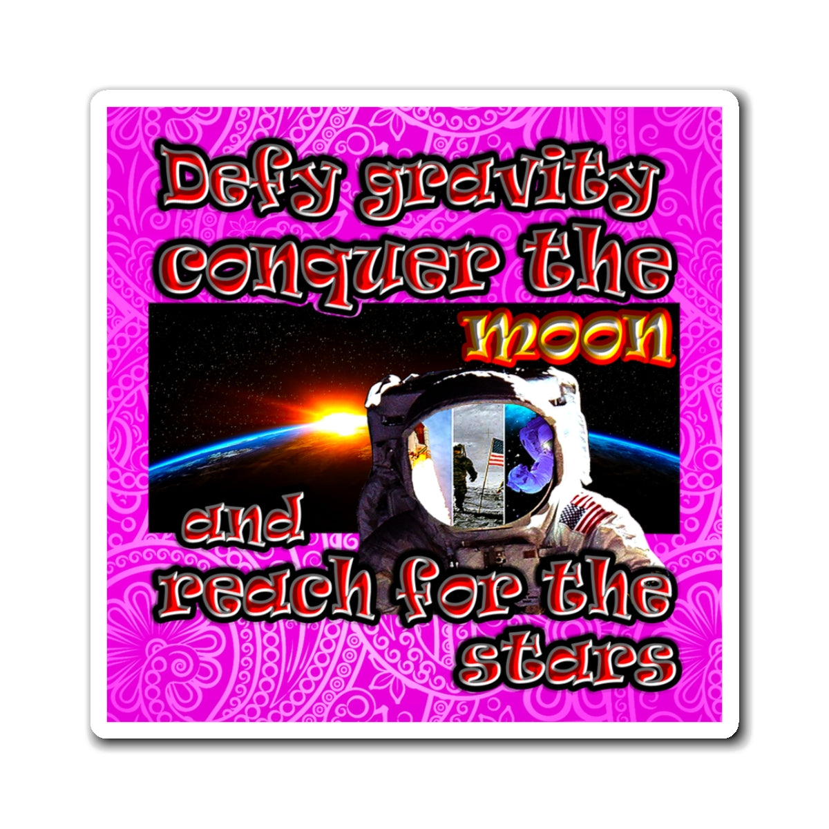 defy conquer reach - Magnets - (pink swirl)