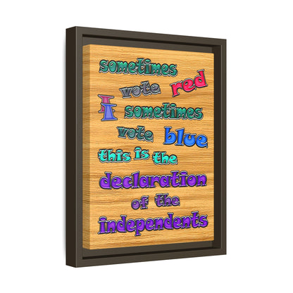 declaration of the independents - framed canvas art (butterscotch wood finish)