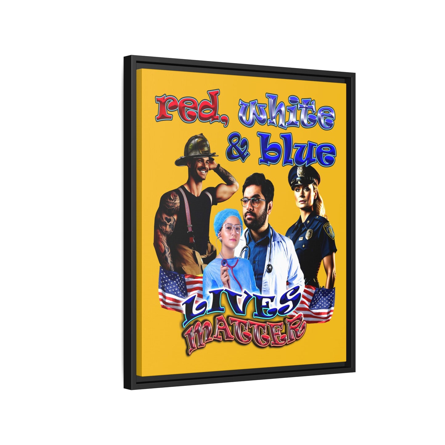 rw&b lives matter - framed canvas art (yellow)
