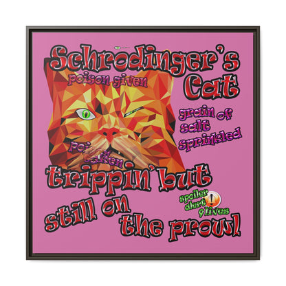 schrodinger's cat - framed canvas art (light pink)