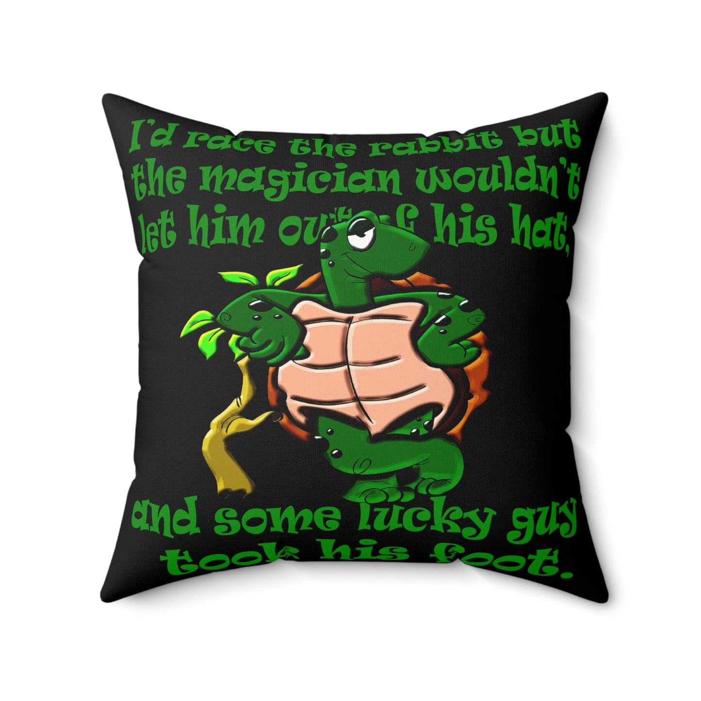 turtle race - Faux Suede Square Pillow - (black)