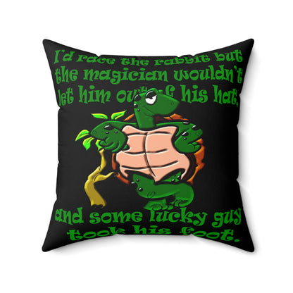 turtle race - Faux Suede Square Pillow - (black)