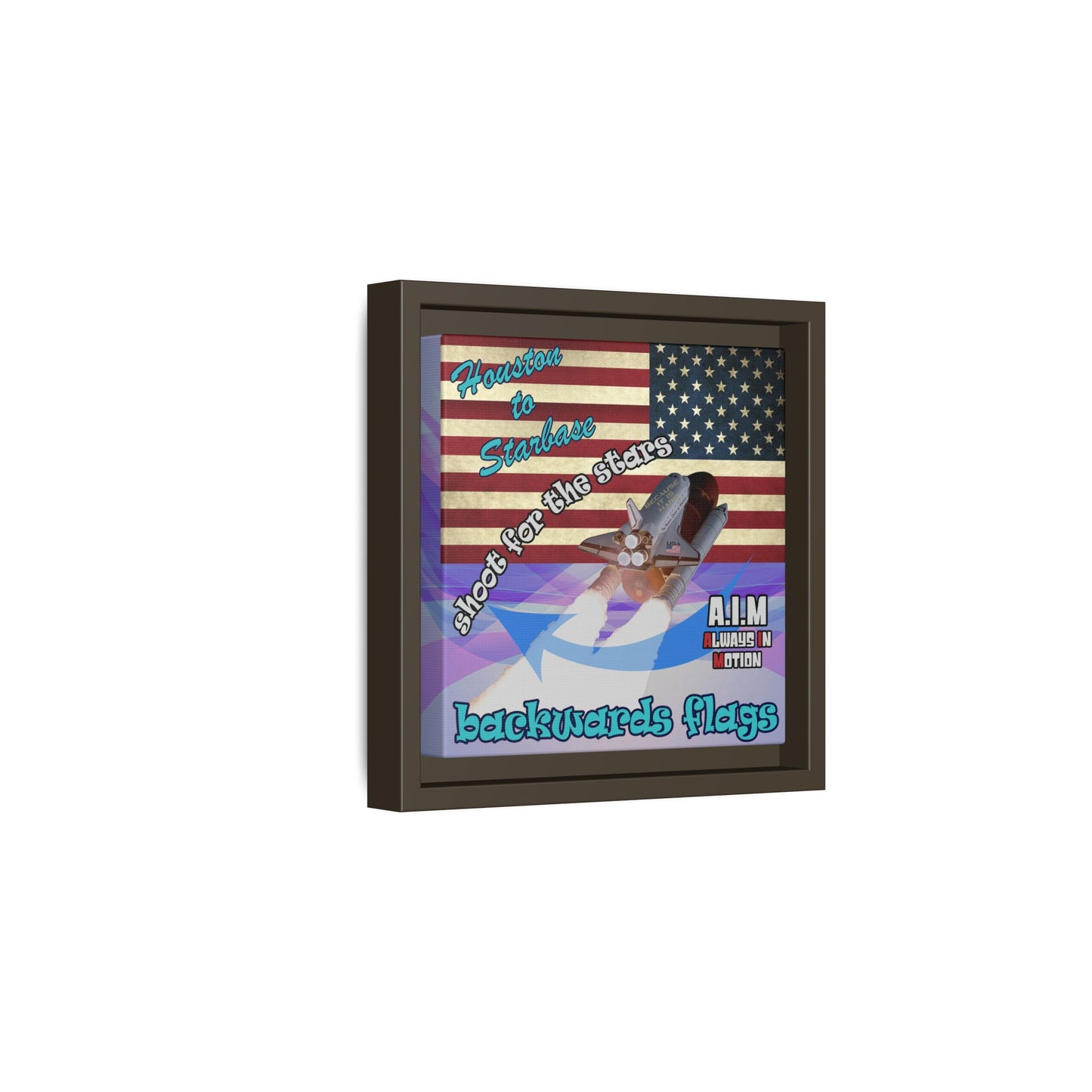 shoot for the stars - framed canvas art (light blue-pink wave)