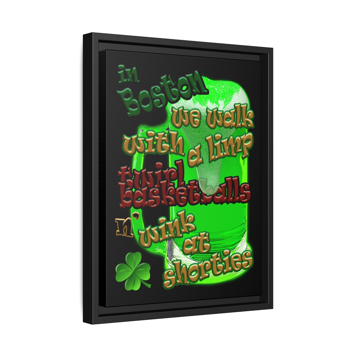 celtics logo - framed canvas art (black)