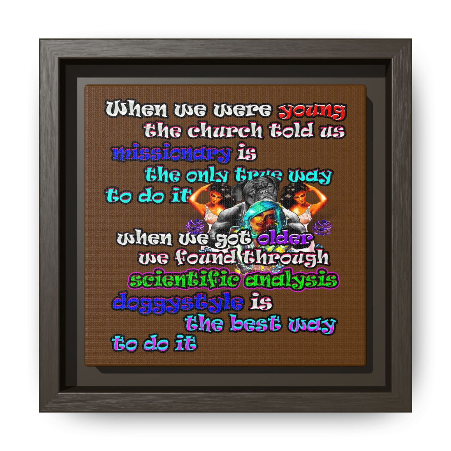doggystyle - framed canvas art (brown)