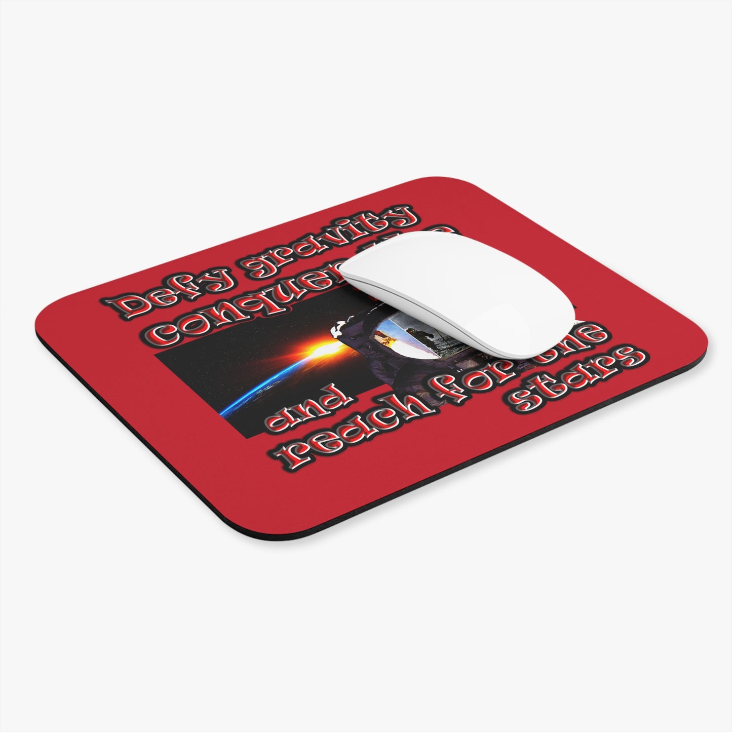 defy conquer reach - Mouse Pad (Rectangle) (dark red)