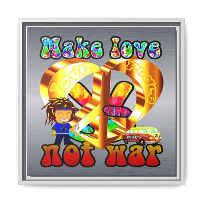 love peace - framed canvas art (brushed nickel)
