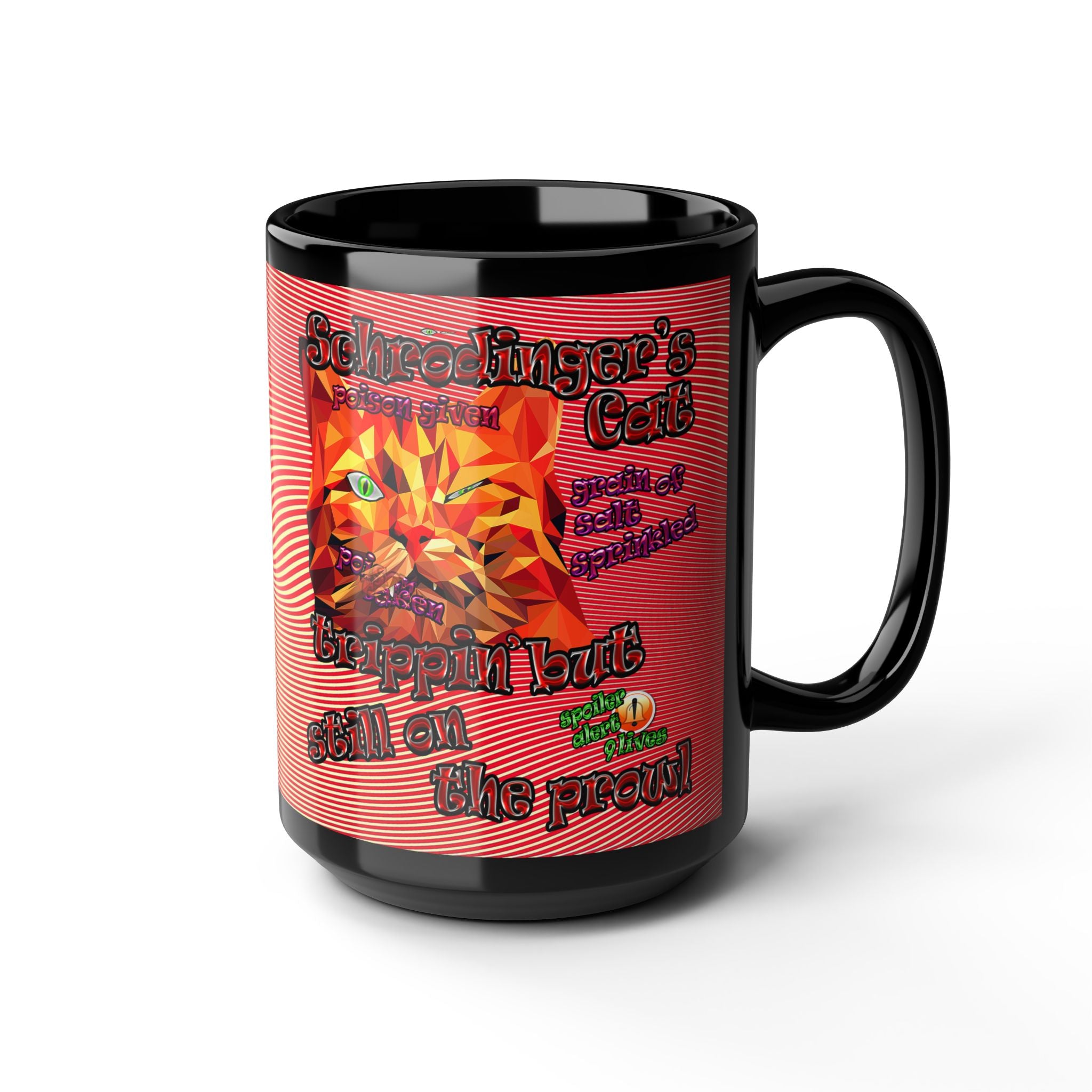 schrodinger's cat - Black Mug (yellow-orange wave)