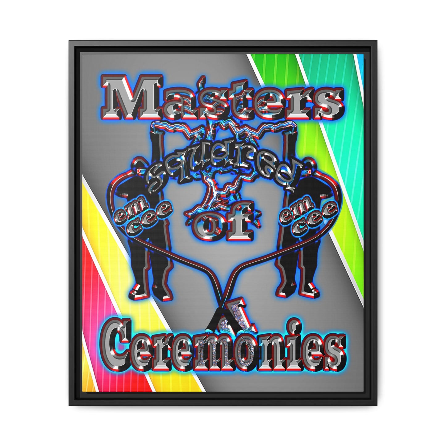 em cee squared - framed canvas art (rainbow split)