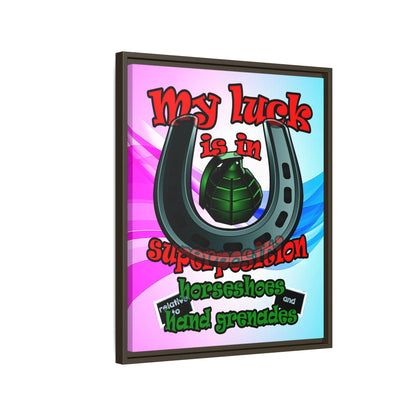 my luck - framed canvas art (light blue-pink wave)