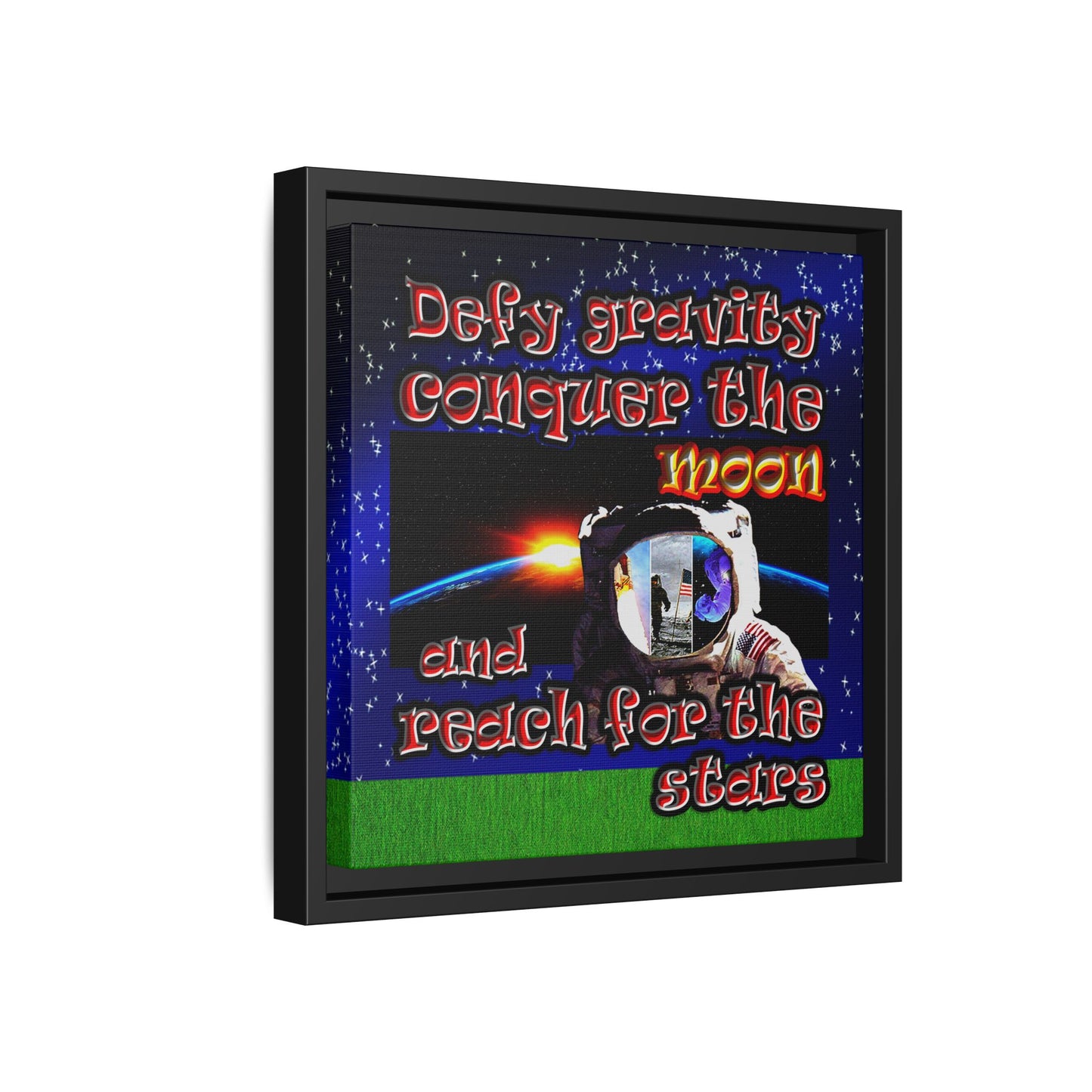 defy conquer reach - framed canvas art ('snoops' background)
