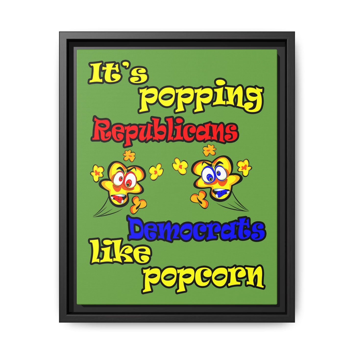 popping like popcorn - framed canvas art (green)