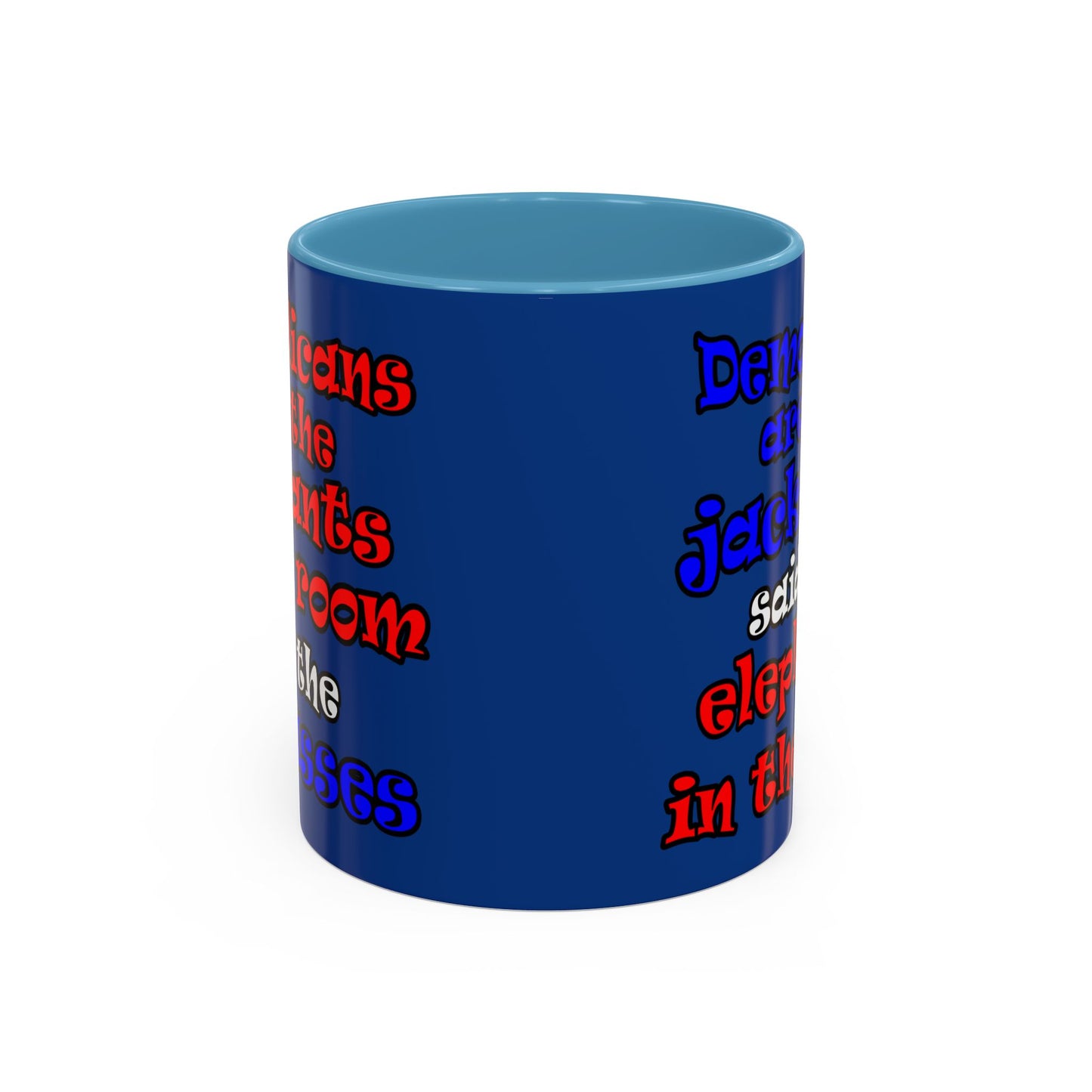 donkeys and elephants - Accent Mug (dark blue)