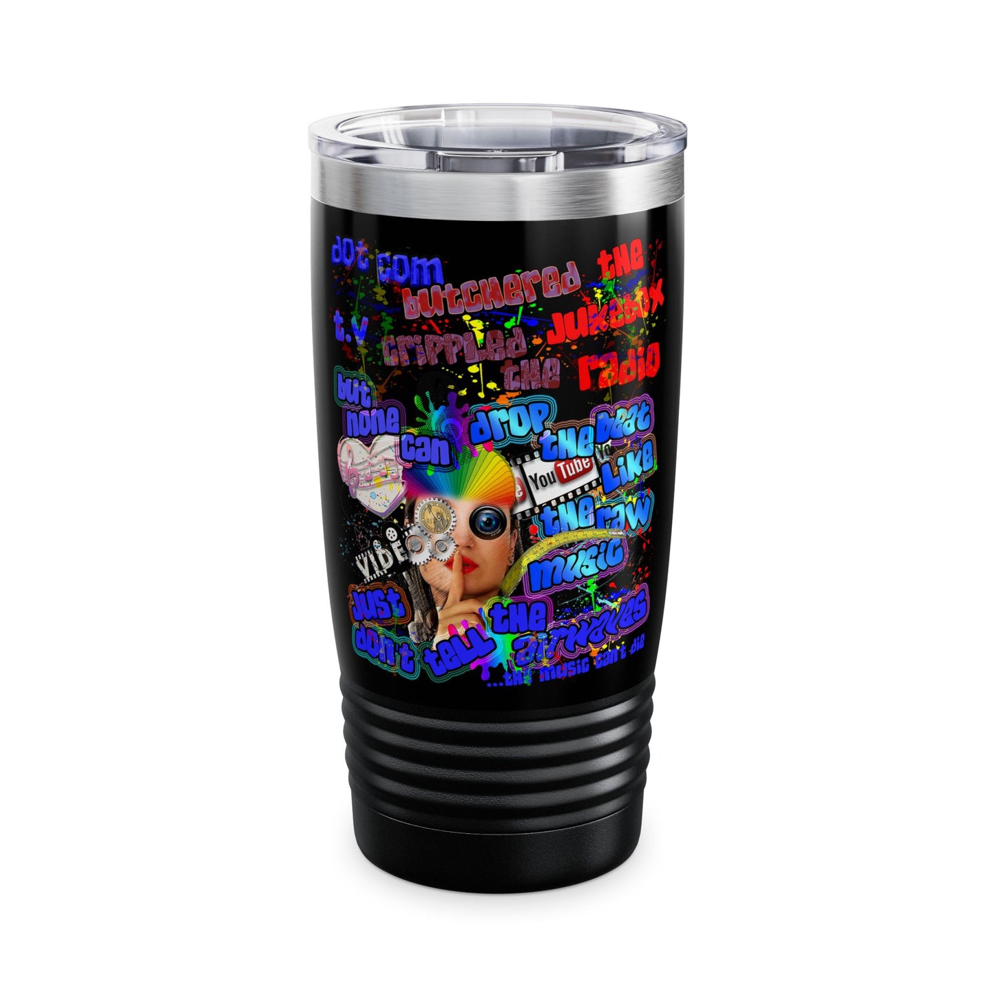drop the beat - Ringneck Tumbler, 20oz (black)
